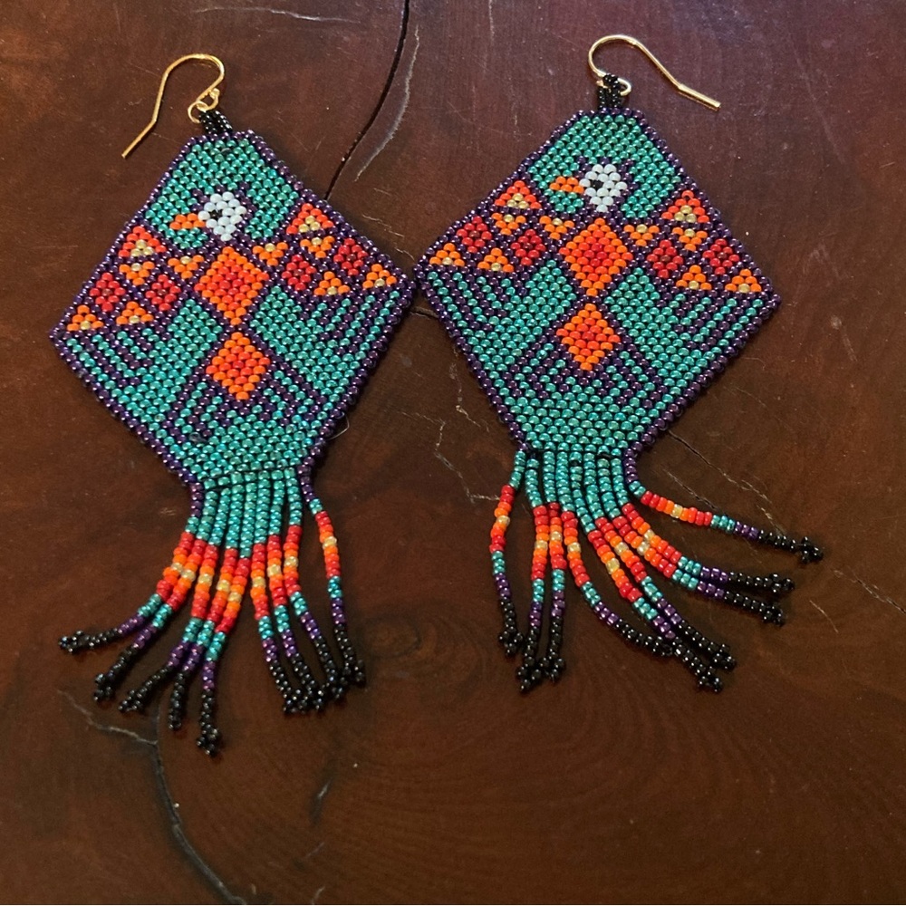 Native gold filled hook bead Fringe Earrings NEW